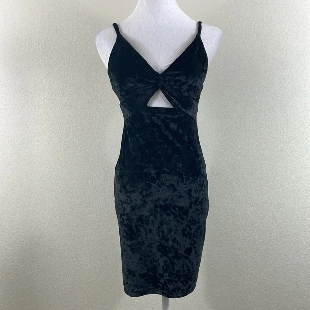 Free people intimate black velvet mini dress size xs